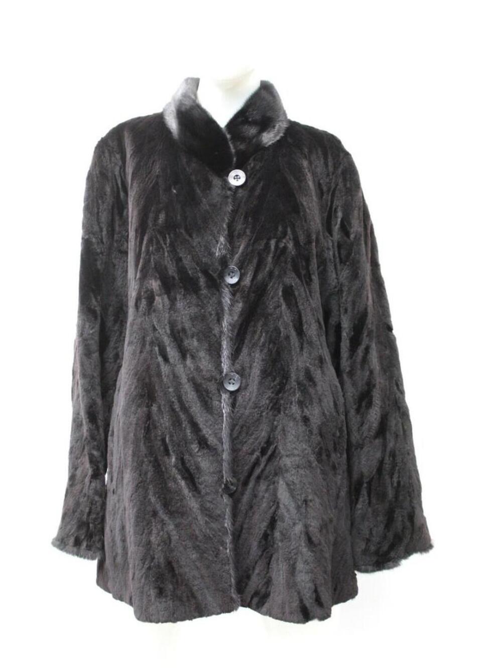 Excellent Sheared Mink Fur Reversible Coat Jacket Women Woman Size 10